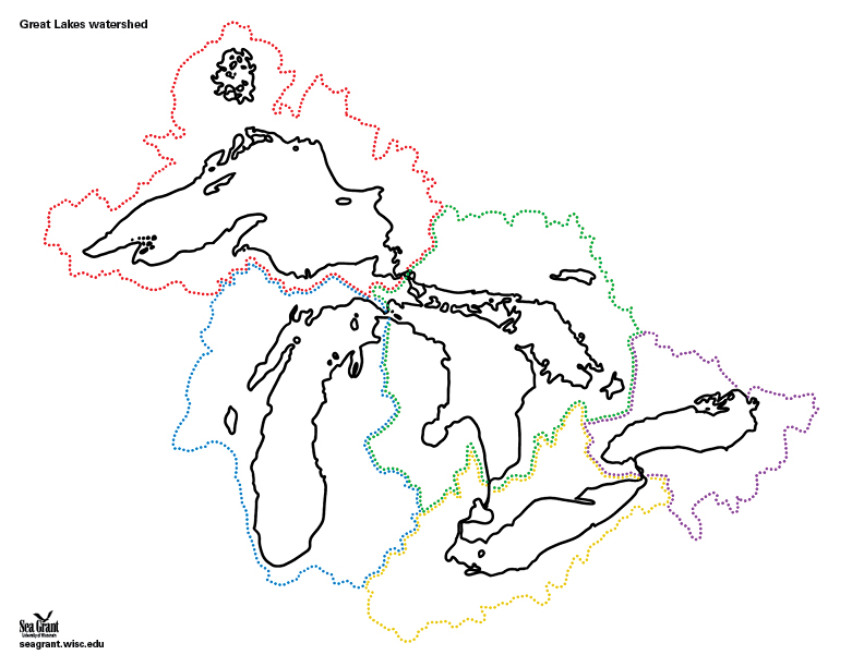 Great Lakes watershed basin coloring book page